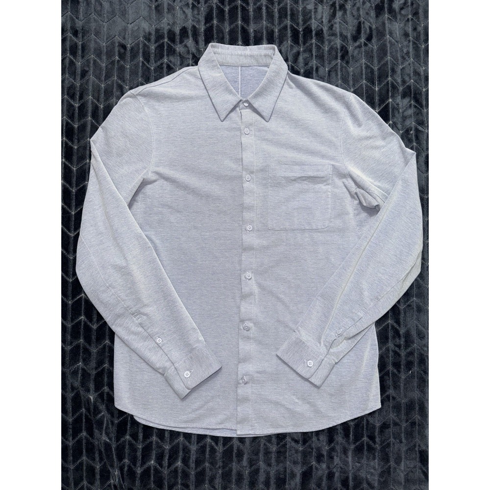 Lululemon Men's Commission Shirt Blue Long Sleeve Button Pocket Size Large